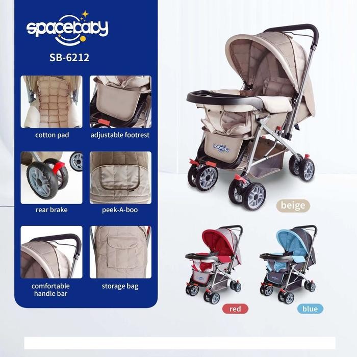 Kereta Dorong Bayi Spacebaby SB 6212 Stroller Baby SB-6212 SB6212