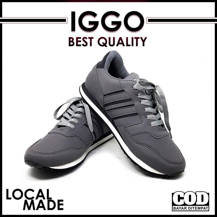Iggo Sepatu Lari pria / Sepatu Light weight Running Shoes - Grey