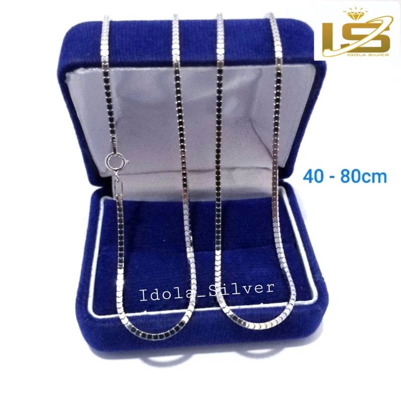 KALUNG PERAK PRIA WANITA ASLI SILVER 925 LAPIS EMAS PUTIH MODEL MILANO KACA