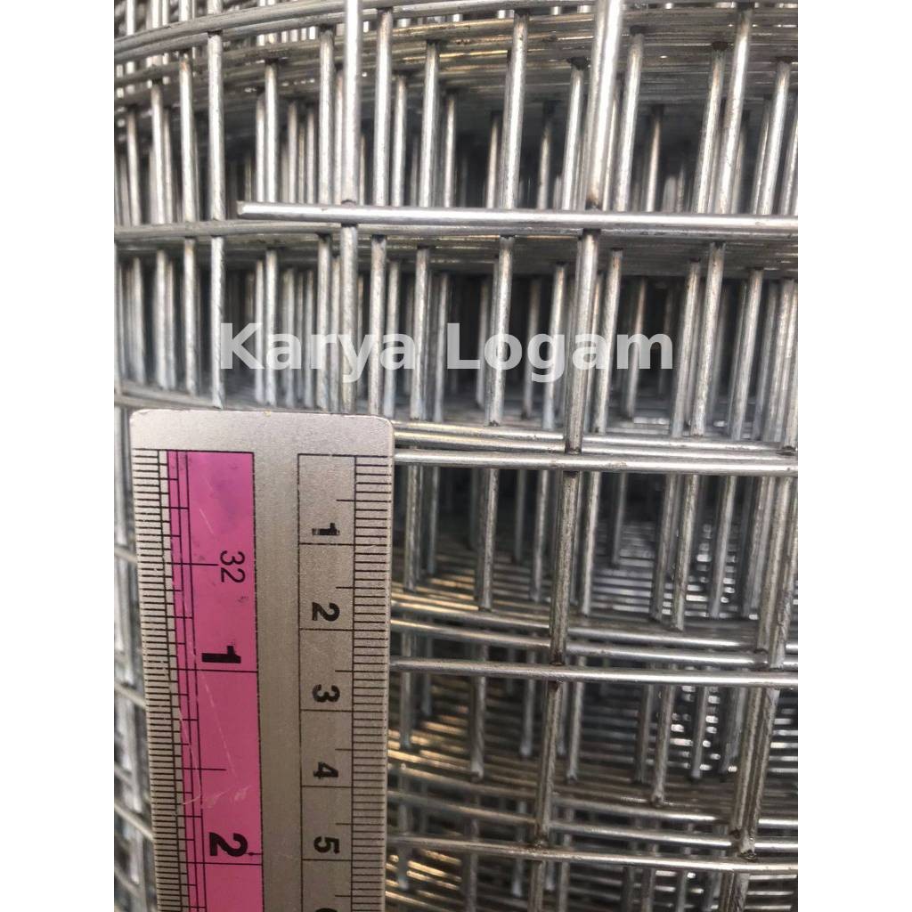Kawat Loket / Wiremesh Galvanis Kotak 25 x 25 Mm Tebal 2 Mm Tinggi 90Cm (Per Mtr)