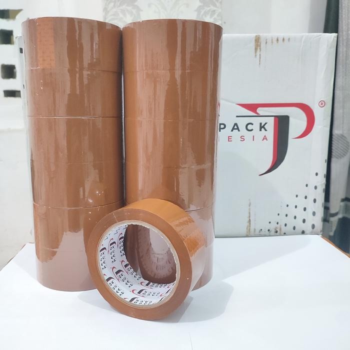 

1 Lusin (12 Roll) Lakban Jago Pack Indonesia - Lakban Packing 45 x 90 Yard - Bening - Coklat