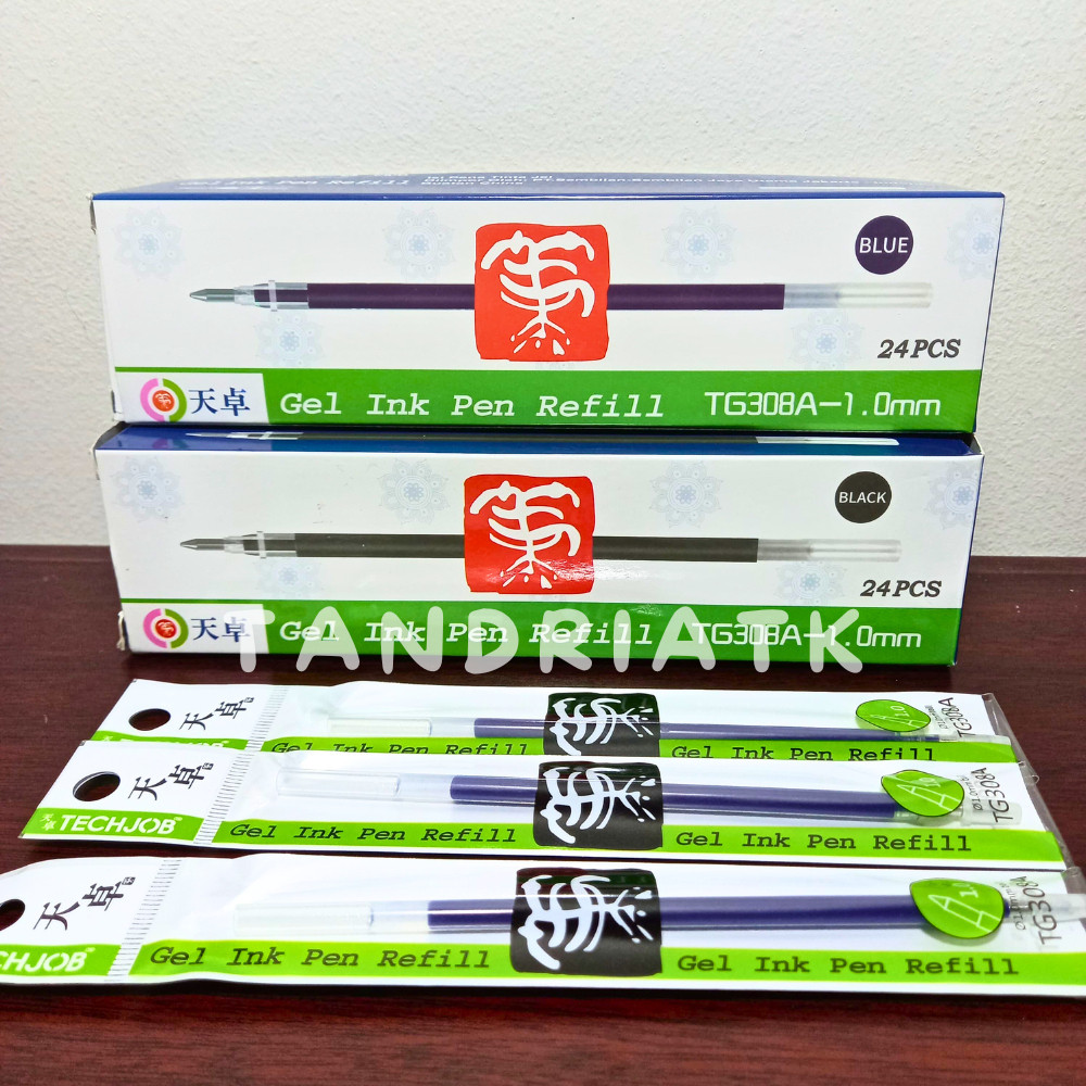 

[1 Pak Isi 24 Pcs] Refill Isi Ulang Pulpen Tizo TG 340 1.0 mm Refil Gel Pen Liner Tinta Hitam Biru