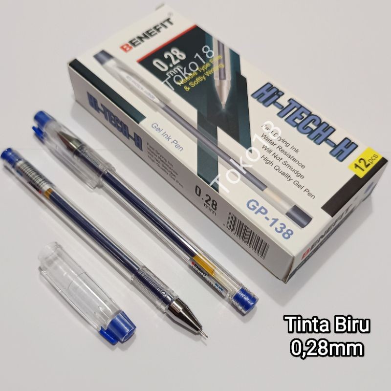 

1 Pak Pulpen Hitech 0,28mm Benefit(Isi 12 Pcs) / Pulpen Hii-Tech