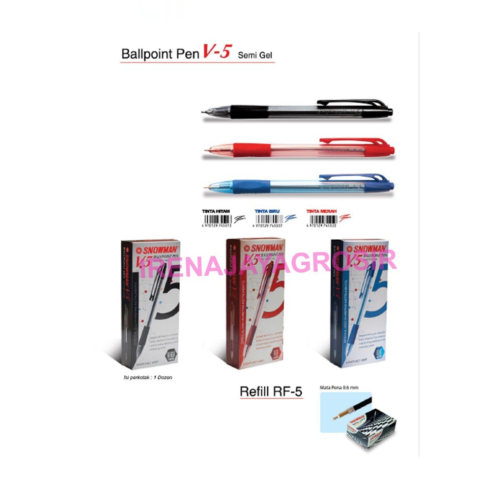 

SNOWMAN PULPEN BOLPEN V5 V 5 SEMI GEL 12 PCS PENA MURAH