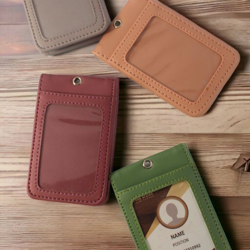 

id card holder nametag lanyard 2 sisi bolak balik pakai magnet