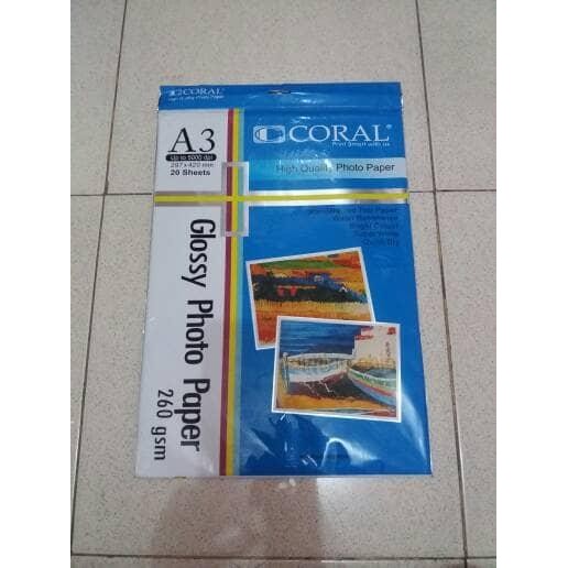 

Kertas Photo A3 Coral 260 Gsm / Glossy Photo Paper A3