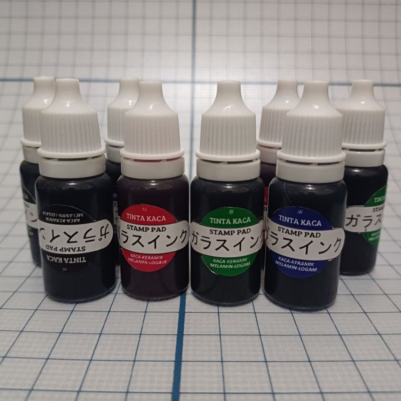 

Tinta 10 ml + stempel manual/pad/bak + cleaner, media kaca, Logam, keramik