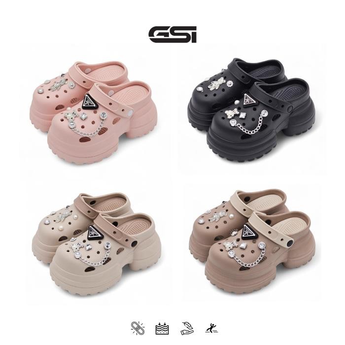 JTTOP" SANDAL WANITA SENDAL BAIM FUJI CLOG SANDAL KARET EVA RUBBER TINGGI EMPUK ELASTIS DAN ANTISLIP