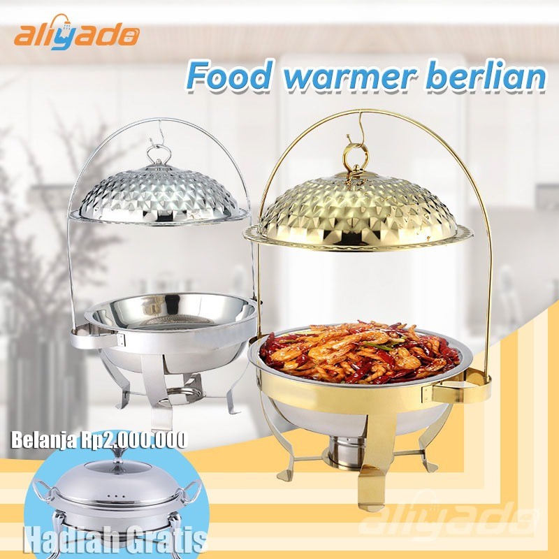 2.8L GiftAlat katering Food warmer berlian Chafing dishes Prasmanan 4.5L/8L Stainless Steel Gold