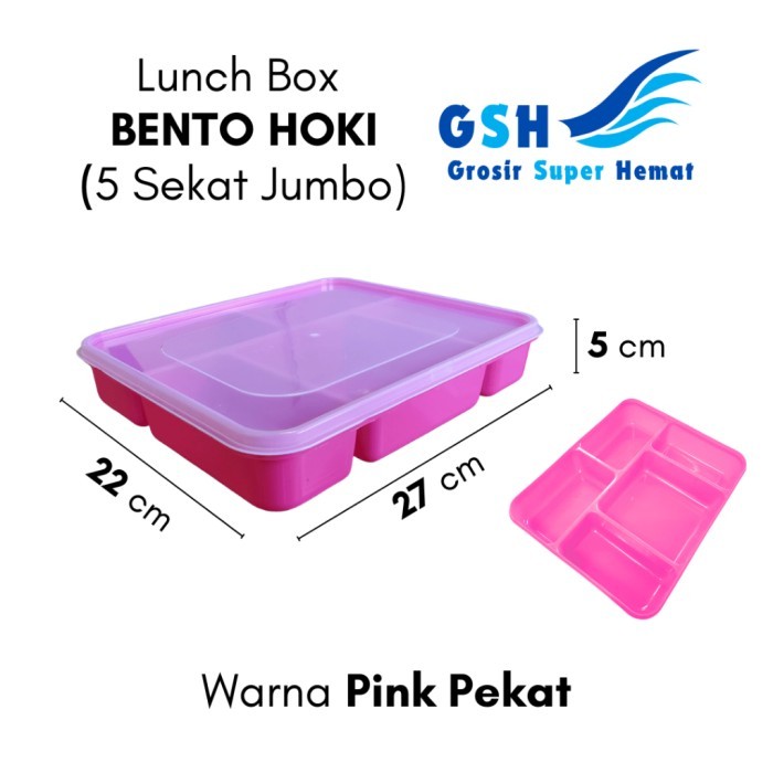 New Arrival Gsh - Lunch Box Bento Hoki 5 Sekat Tempat Makan Catering Kantoran Tempat Bekal Anak