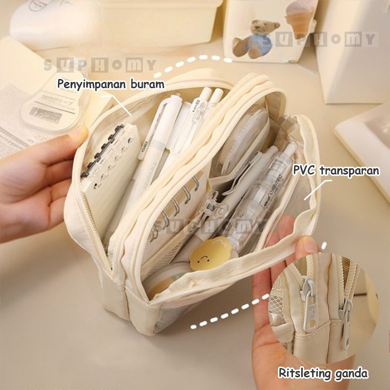 

Tempat Pencil kotak pensil aesthetic Tas Pena Tas Pensil tempat alat tulis kapasitas besar