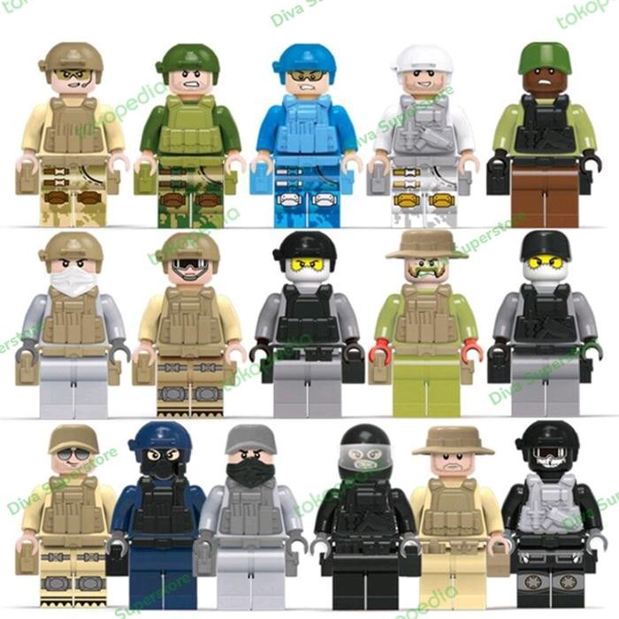 ..... Lego Swat Army Military Police Minifigure Mini Figure Karakter Brick