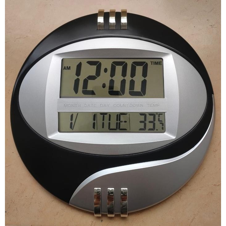 JAM DINDING DIGITAL ESA 3806 T - JAM DIGITAL BULAT - FITUR LENGKAP