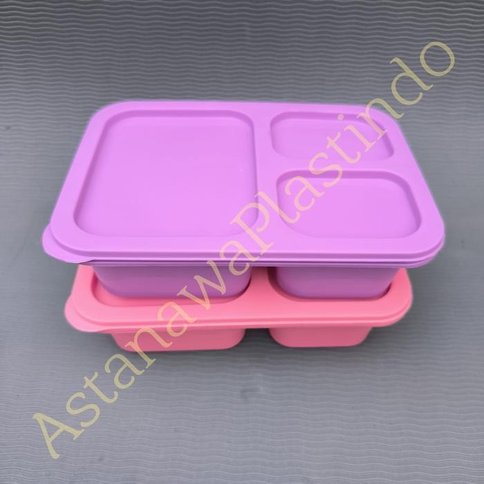 Sensasi Baru Lunchbox Sekat 3 Kotak Bekal Plastik Wuyi Tempat Nasi Wadah Catering Skr1056