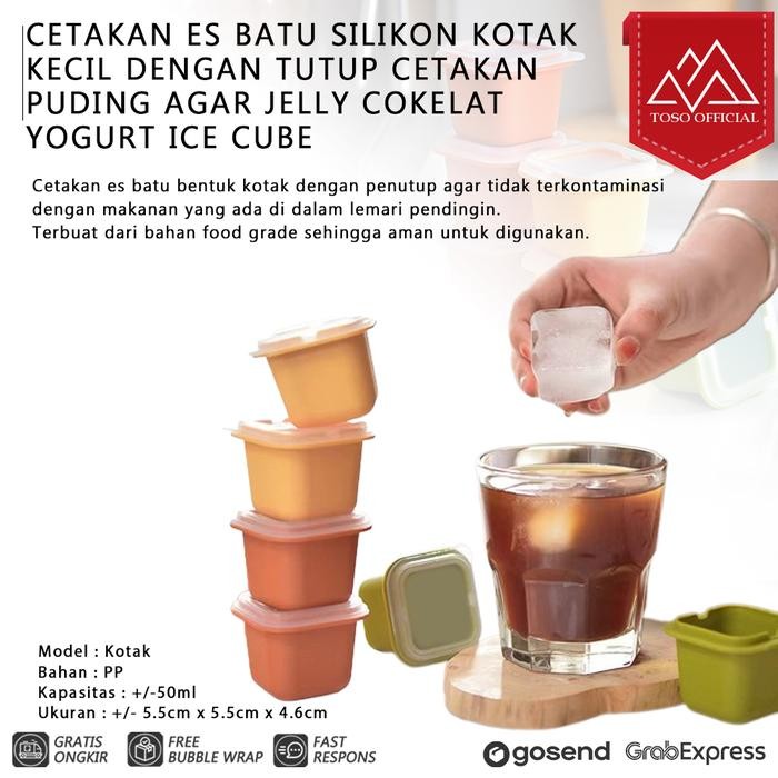 PREMIUM CETAKAN ES BATU SILIKON KOTAK KECIL DENGAN TUTUP CETAKAN PUDING AGAR