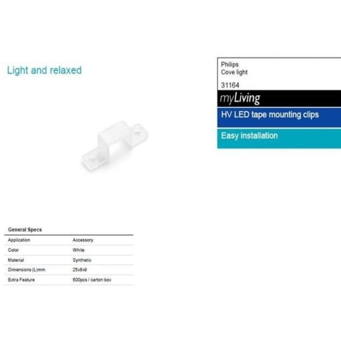 PREMIUM Klem Clip Klip Lampu Selang LED Strip PHILIPS 31164 HV LED Tape Putih