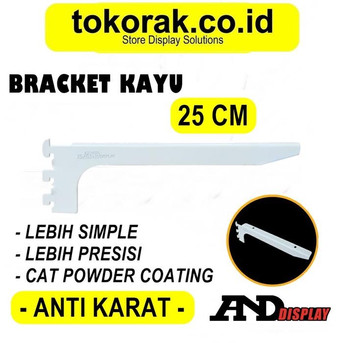 PREMIUM BRACKET KAYU 25 CM PUTIH DAUN BRAKET SIKU AMBALAN RAK DINDING 25CM AND