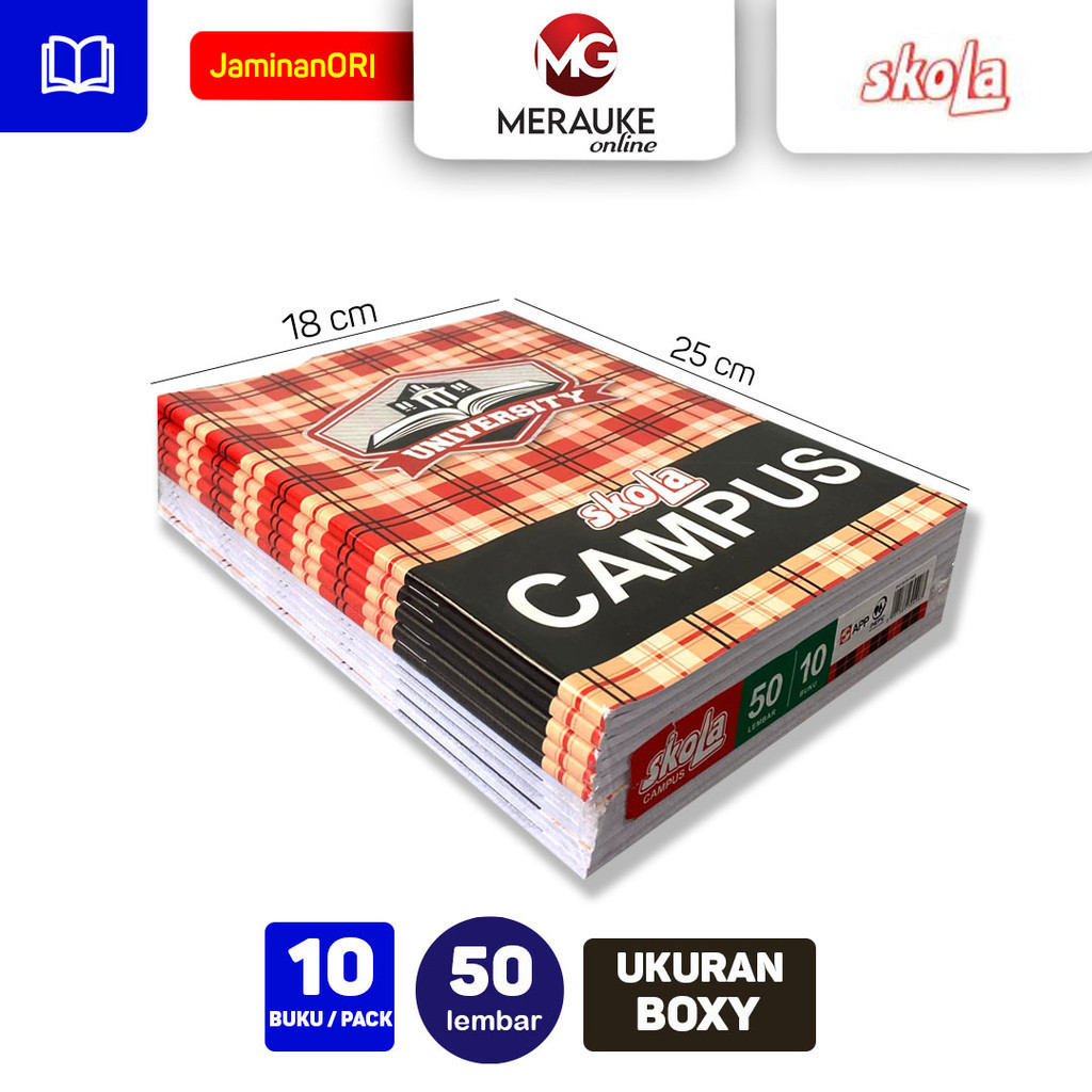 

Buku Tulis Campus SKOLA 50 Lembar (1 Pack Isi 10 Buku)