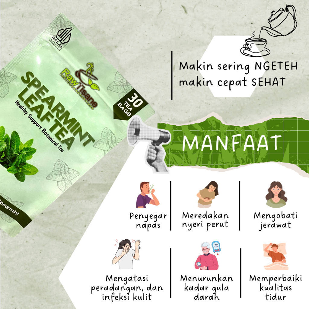 

WHYN!! RAW TISANE Spearmint Tea : Teh Daun Spearmint Isi 30 Tea Bag
