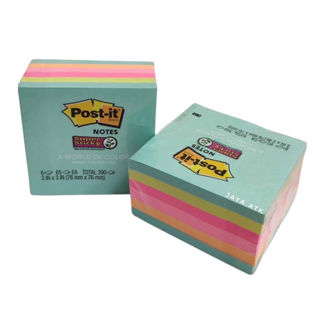 

[LIMITED EDITION] 3M Post It Super Sticky Notes 654 6SS MIA 76 x 76 mm 6 Warna Tumpuk 390 Lbr WE!!