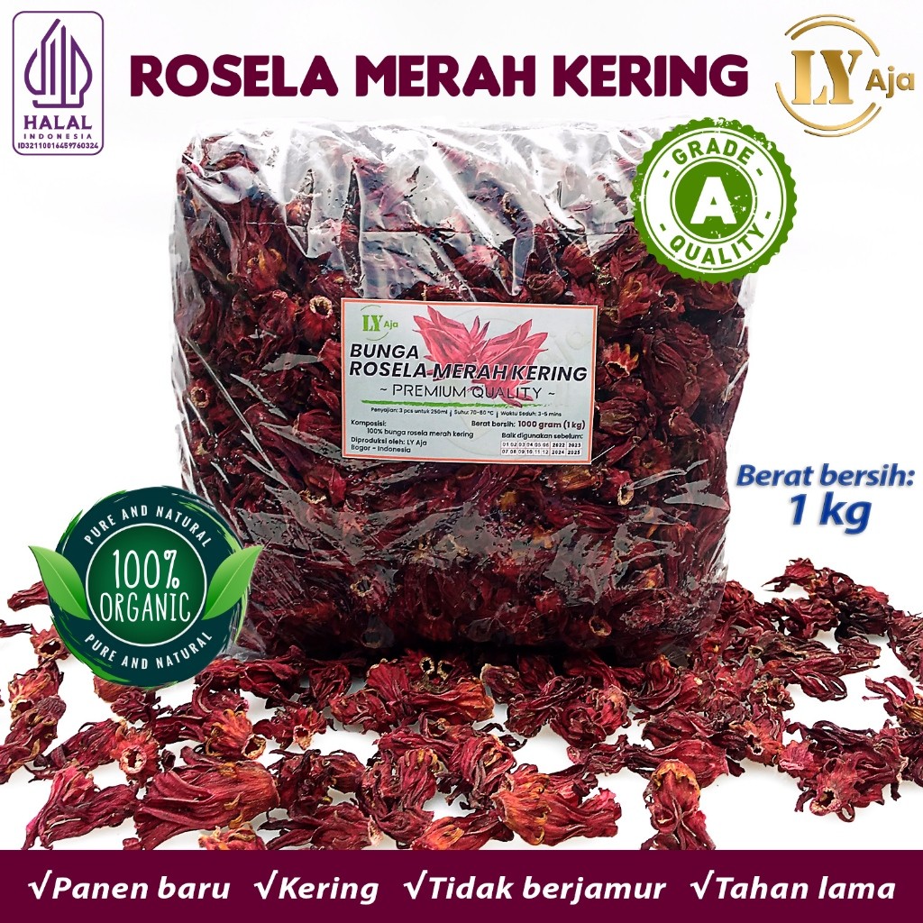 

WHYN!! Teh Bunga Rosella Merah Rosela Ungu 1 Kg 1Kg LY Aja Kering Grade A