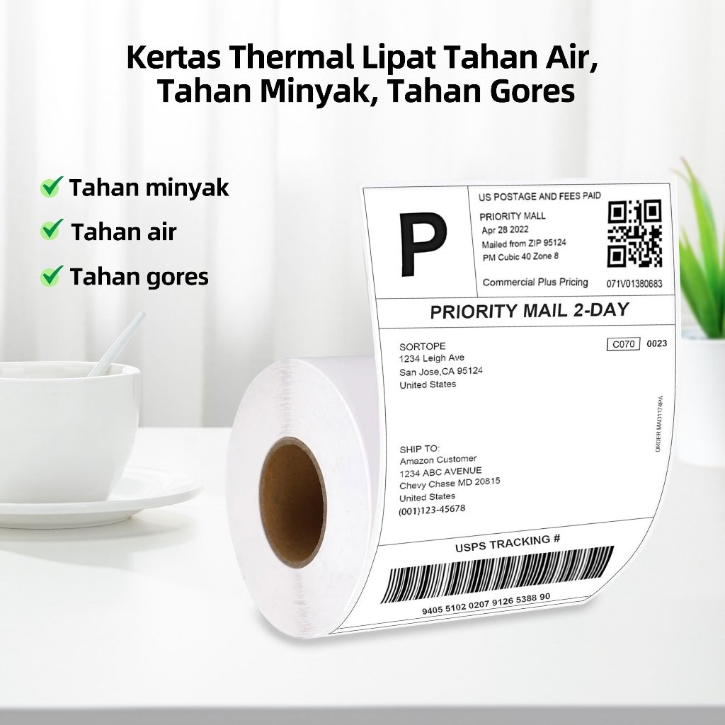 

KERTAS STICKER LABEL THERMAL LIPAT 100x150 BARCODE A6 76x130 BARCODE A7 WE!!