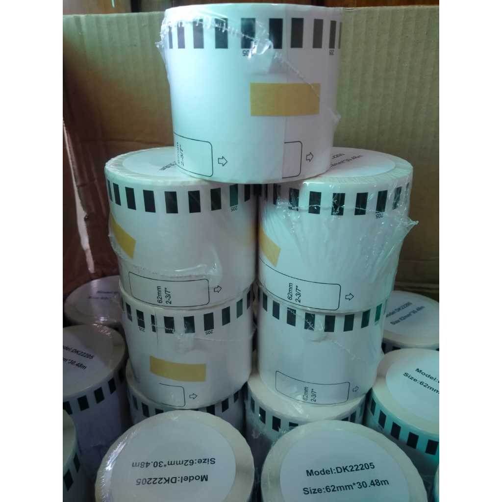 

Stiker Kertas Continues Brother label tape 62mm x 30mtrDK-22205,DK22205 WE!!