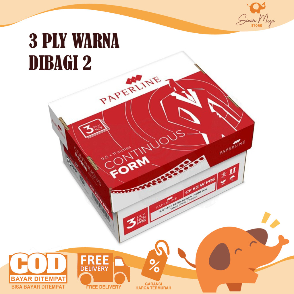 

Paperline PPL Continous Form 3 Ply NCR PRS (Dibagi 2) WE!!