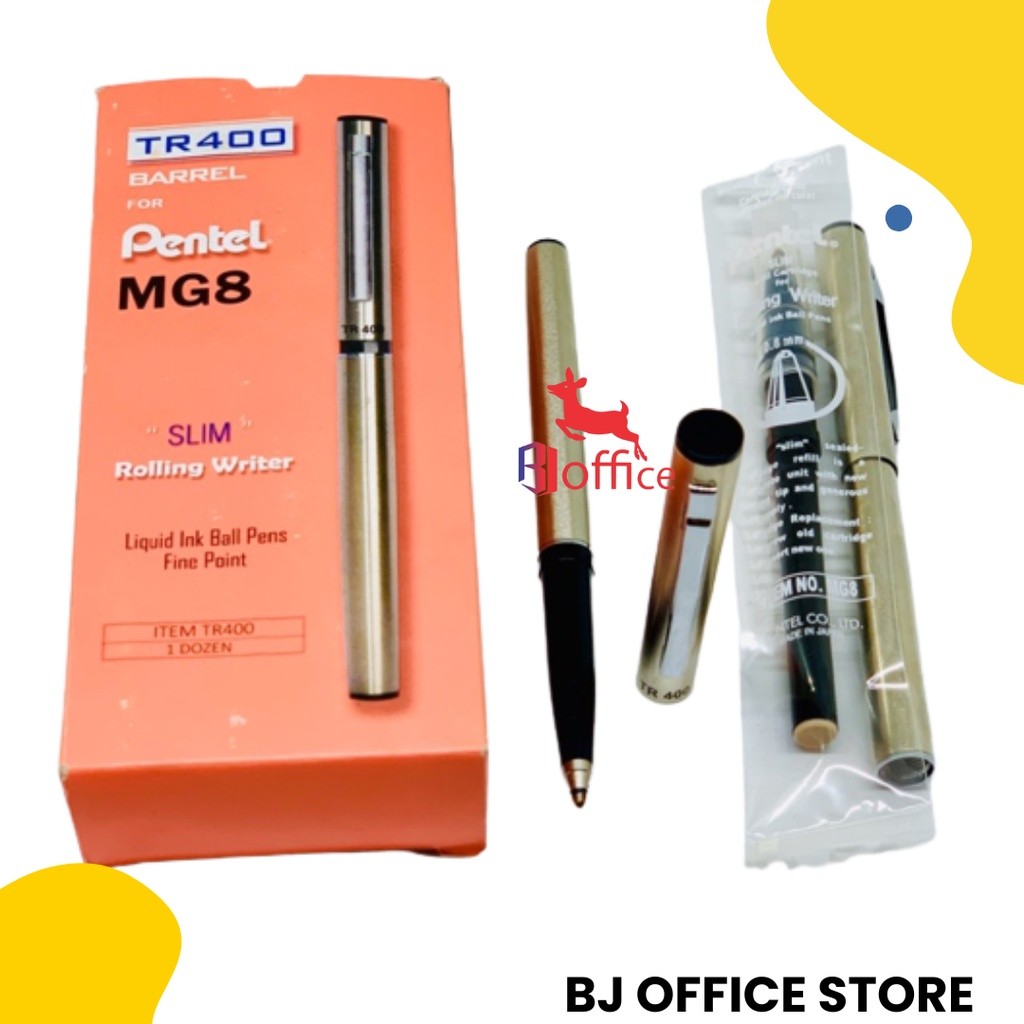 

Pentel MG 8 Pen Rolling Writer TR400 Barrel Slim / Pulpen Ballpoint Tanda Tangan Berkualitas WE!!!
