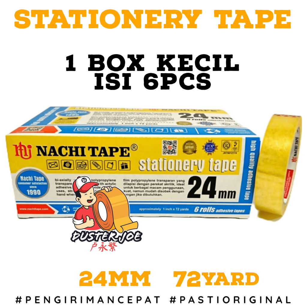 

Isolasi Stationery Nachi 1 inch 24mm 72Y Selotip-1 PACK ( isi 6) WE!!!