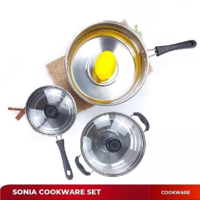 Bmw 3In1 Sonia Cookware Set - Panci Set Serbaguna #Gratisongkir