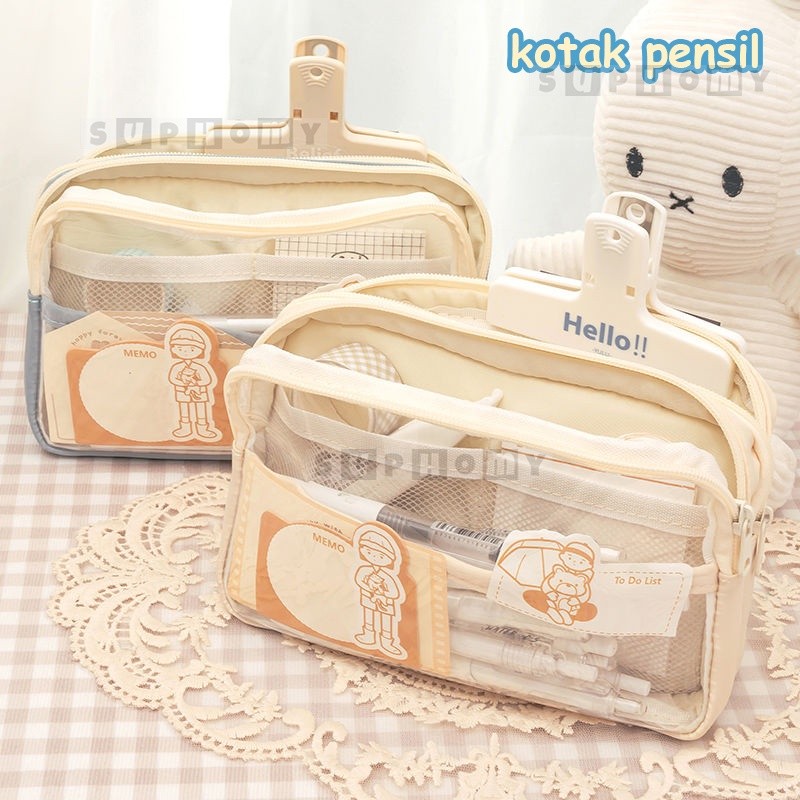 

Tempat Pencil kotak pensil aesthetic Tas Pena Tas Pensil tempat alat tulis kapasitas besar WE!!!