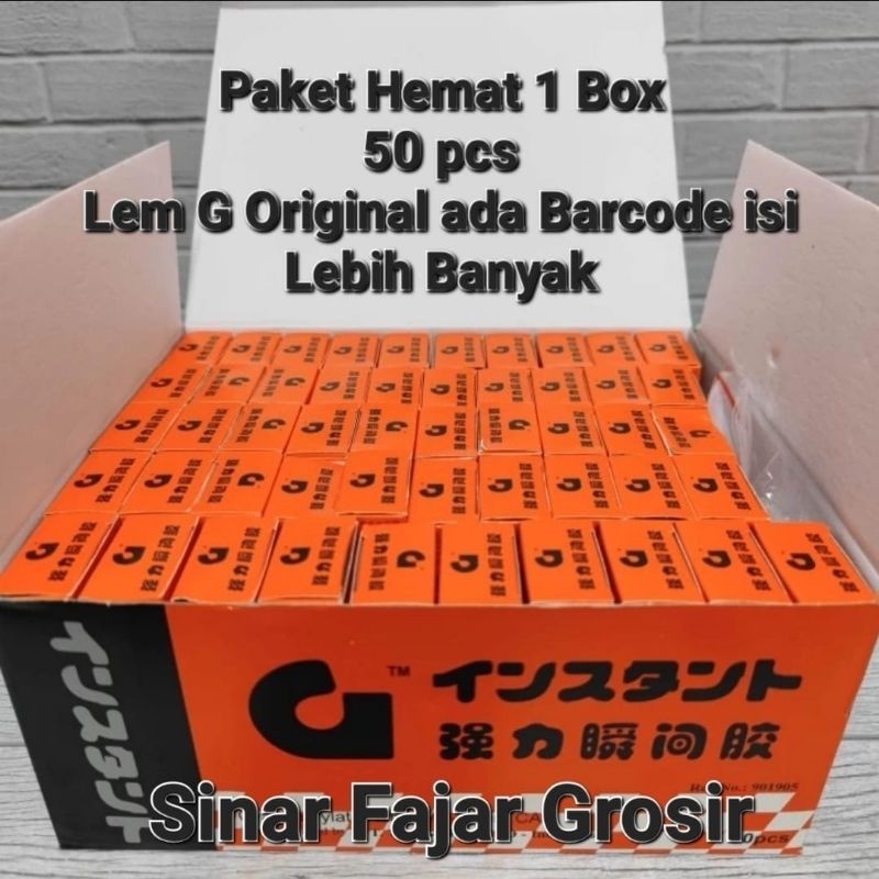 

Paket 50 pcs (1 BOX) Lem Tetes G Original Barcode / Lem Tetes Fei Jian /Lem Korea Asli Indonesia 1