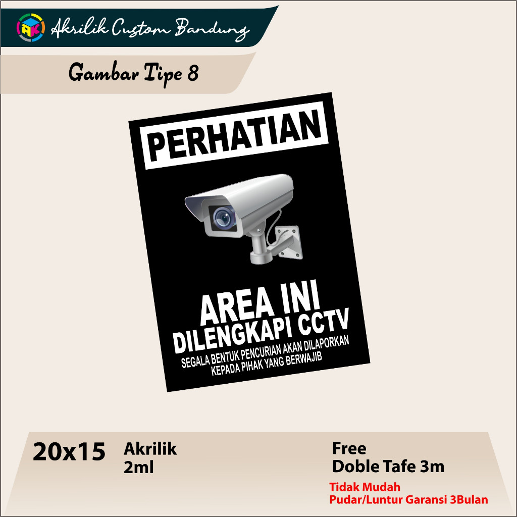 

AKRILIK SIGN CCTV TIPE 8 ACRYLIC SIGN CCTV SIGNAGE WE!!!