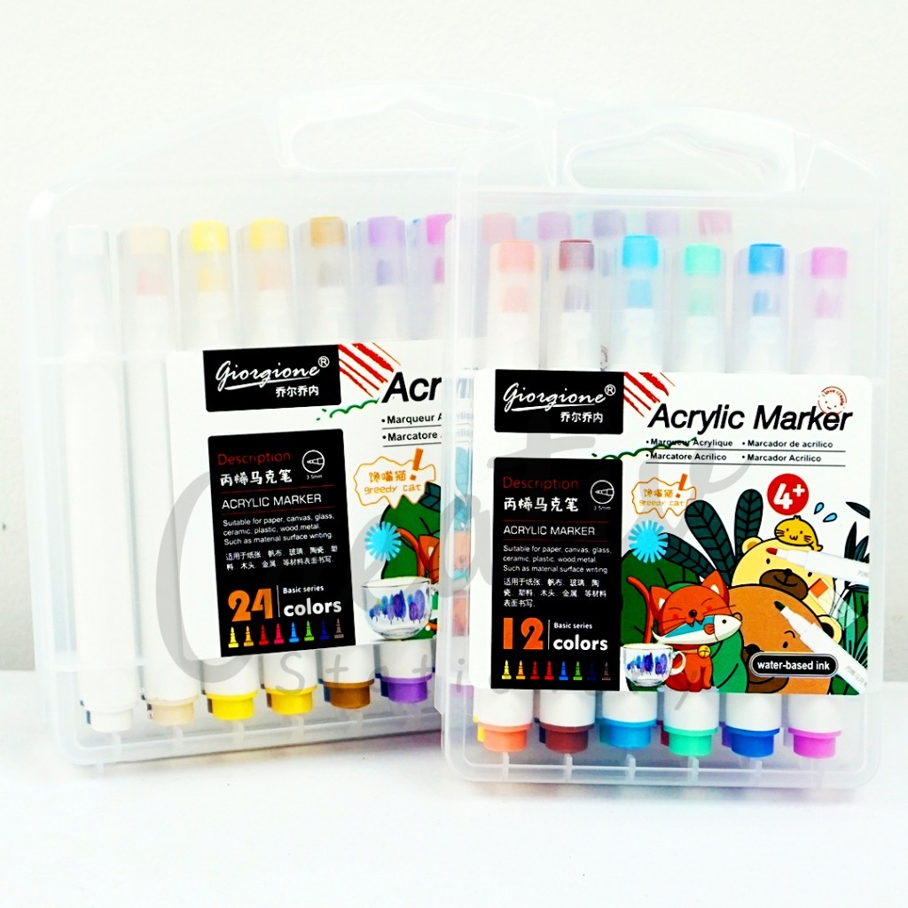 

GIORGIONE Acrylic Markers Set Spidol 12 24 Warnas G-Am-Bs WE!!!