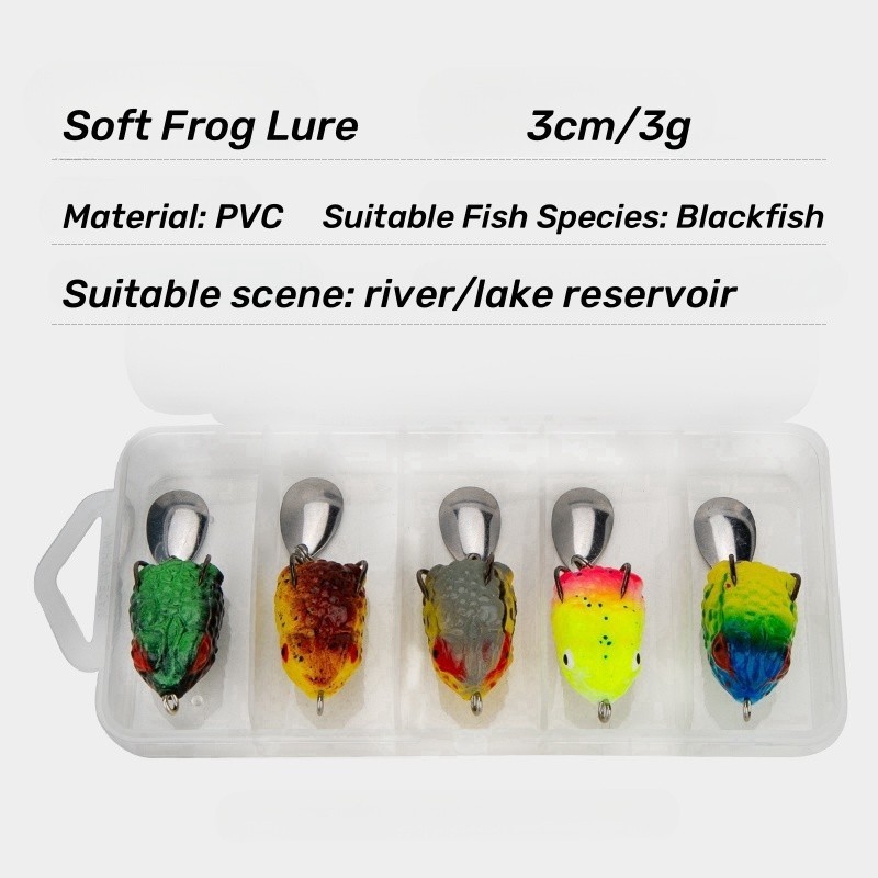 Kastking Soft Frog Kodok Umpan Soft Lure 1 Set, Soft Frog Lure Micro 3.5g 3cm 5pcs Umpan Soft Lure 1