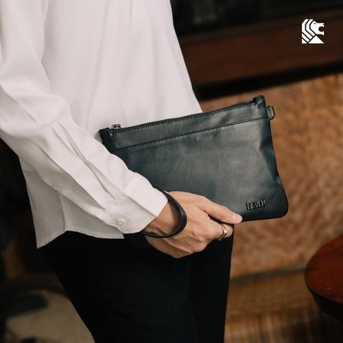 Clutch Handbag Tas Tangan Pria Kulit Asli Nappa Leather Reven Adam - Hitam