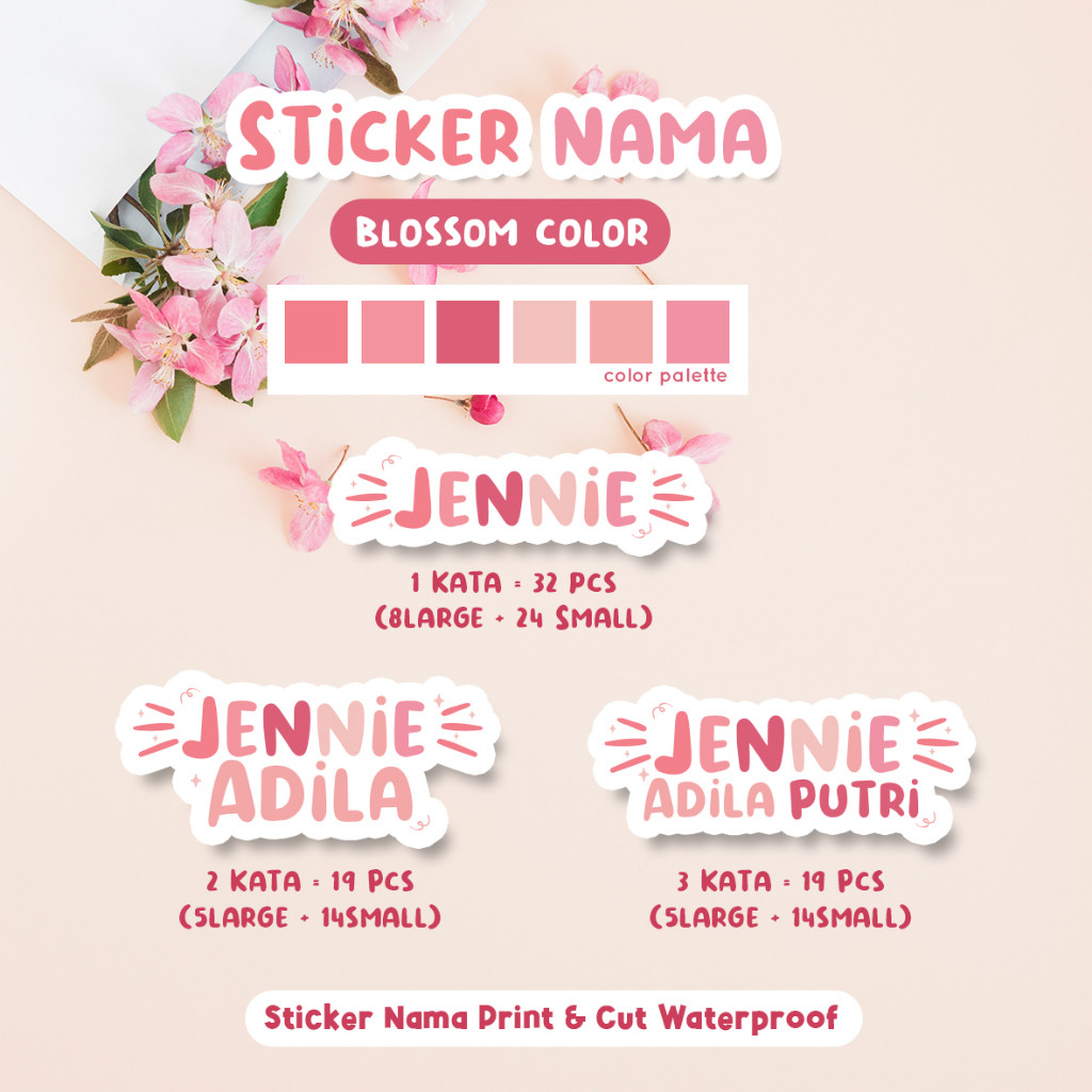 

Stiker Nama Waterproof, Label Nama tanpa karakter tumbler, kotak pensil, Print and Cut