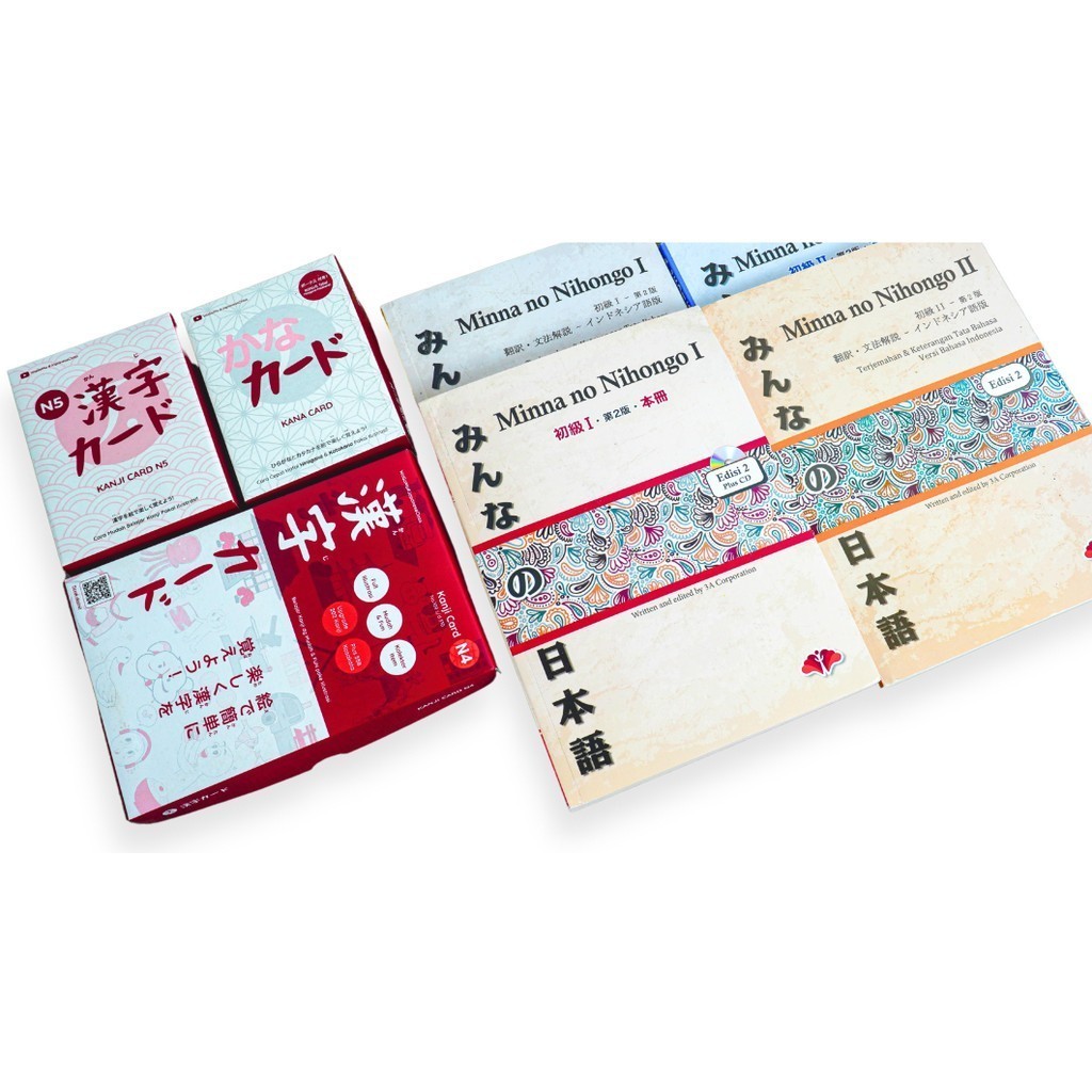 PROMO BUNDLING Minna No Nihongo Shokyu 1&2 + Kanji Card N5&N4 + Kana Card