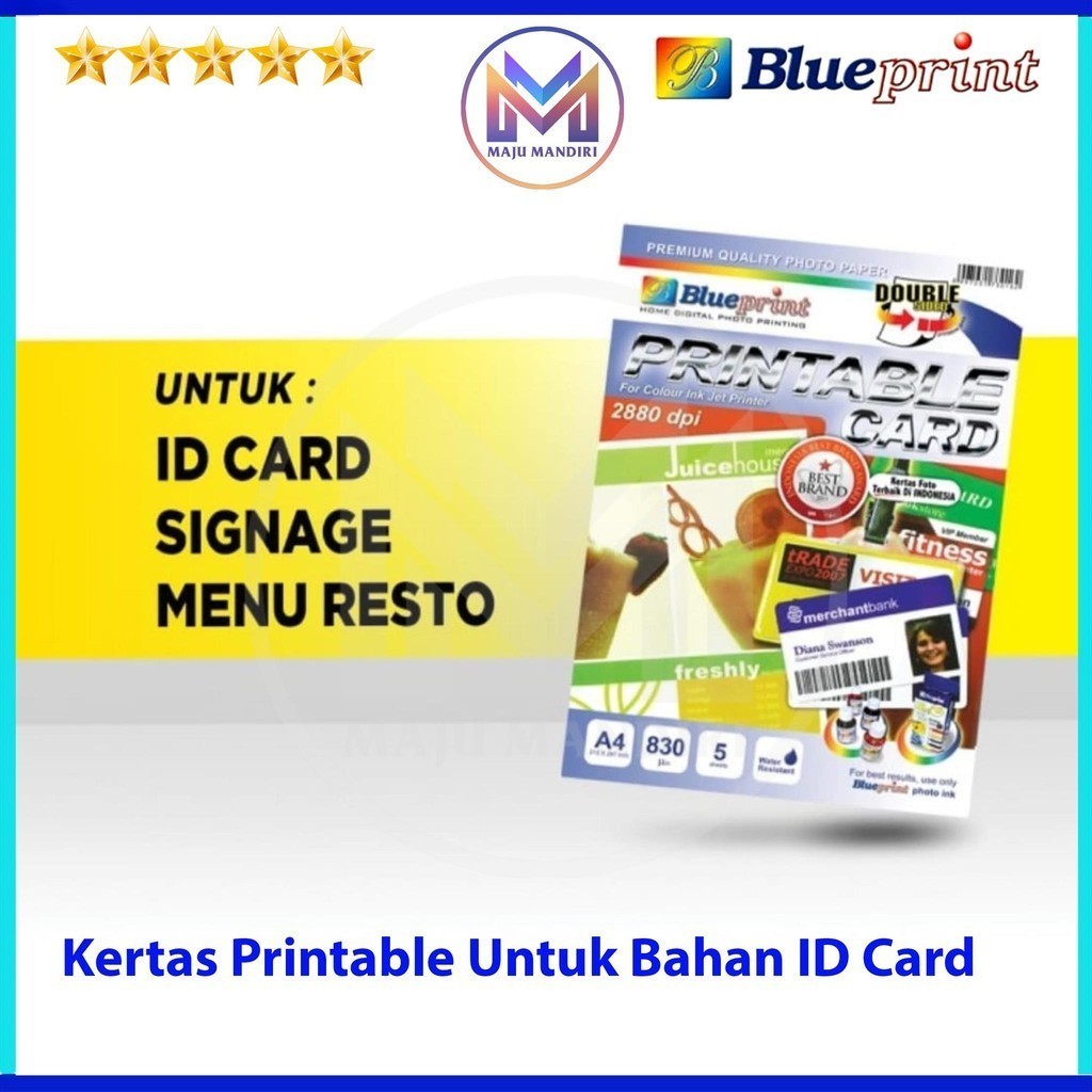 

Bahan ID Card Blueprint Ukuran A4 830 Micron / Printable Card White