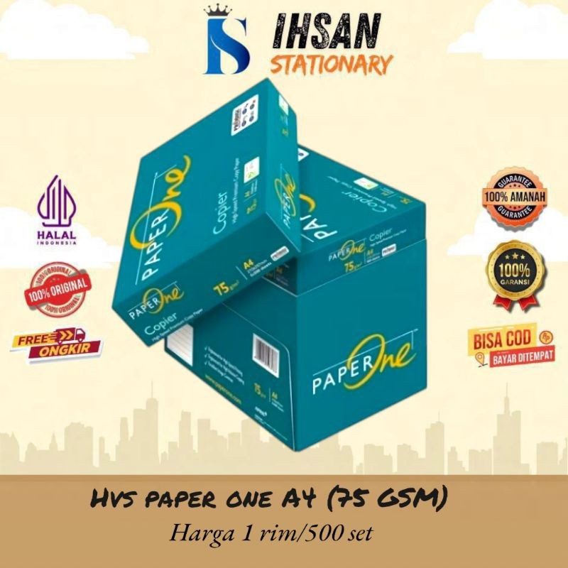 

Kertas HVS A4 75gsm PaperOne Anti Jam (1 Rim)