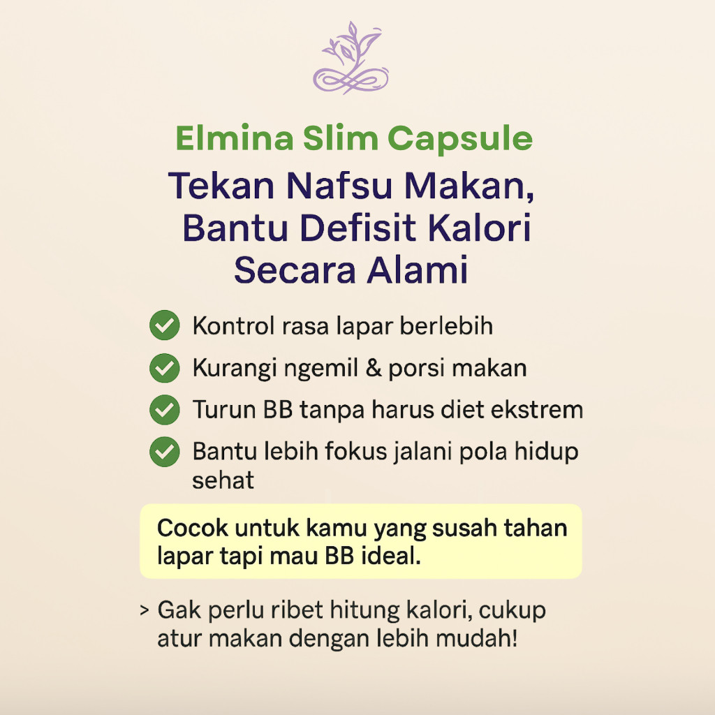 Elmina Slim Capsule - Pelangsing Herbal, Langsing Tanpa Efek Samg Obat Diet Aman BPOM