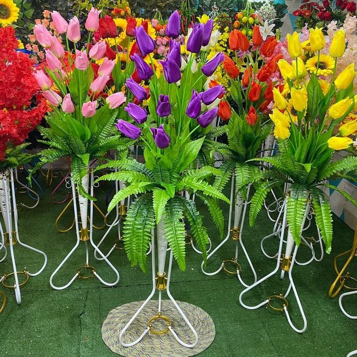 Bunga hias bunga tulip jumbo 20 kuntum set pot bunga pelastik Hiasan