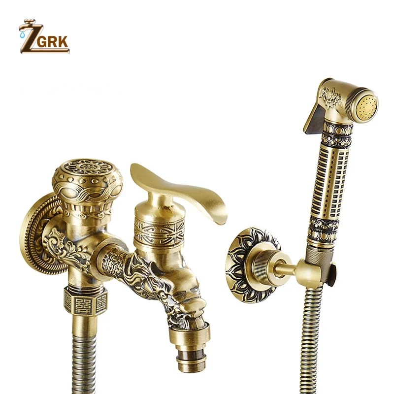 Antique Toilet Bidet Brass Wall Ass Bidet Faucet Washing Tap Anal Shower Wall Handheld Hygienic Sex 