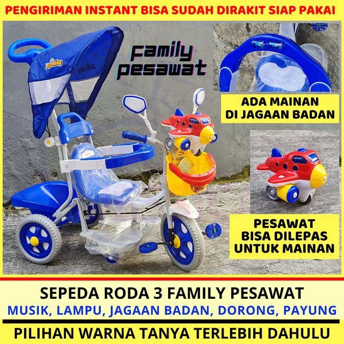 Sepeda Anak Roda 3 (Tiga) Tricycle Exotic Jok Baby Stroller Besar