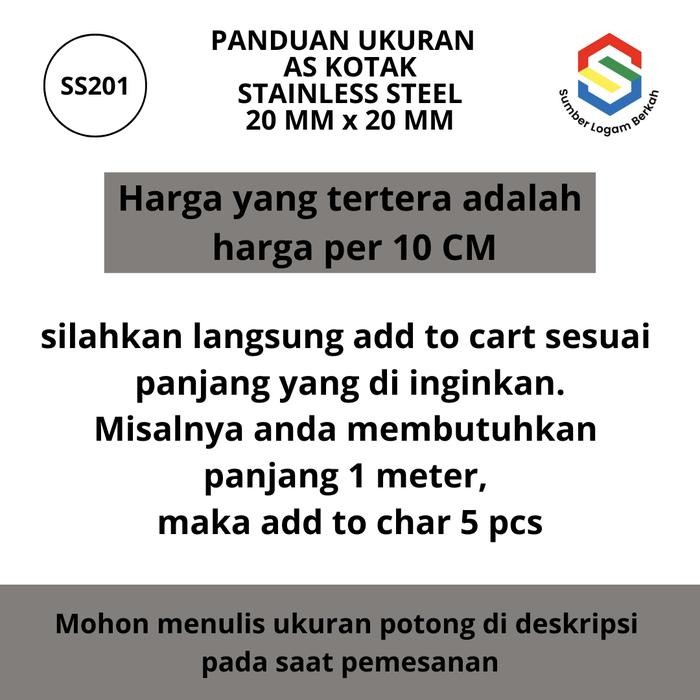 As Kotak 20 Mm X 20 Mm Stainless Steel 201