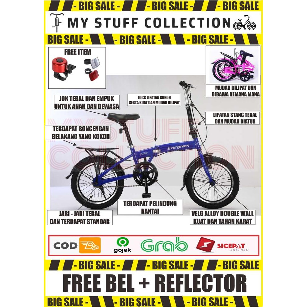 ** * Sepeda Lipat Evergreen Uk 16