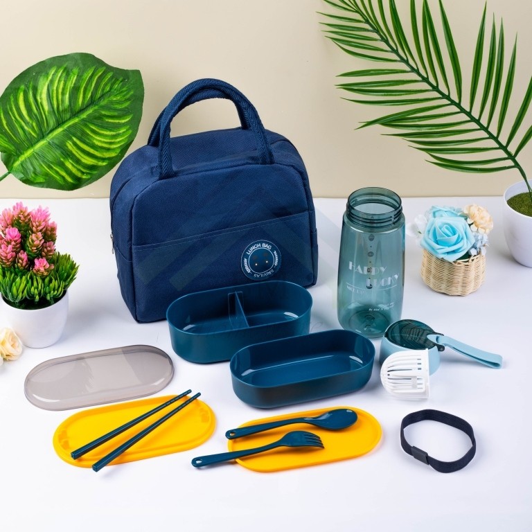 

Olivoliv Snack Set Kotak Makan 2In1 Lunch Box Tingkat + Tas Thermal Lunch Bag / Kotak Makan + Tas