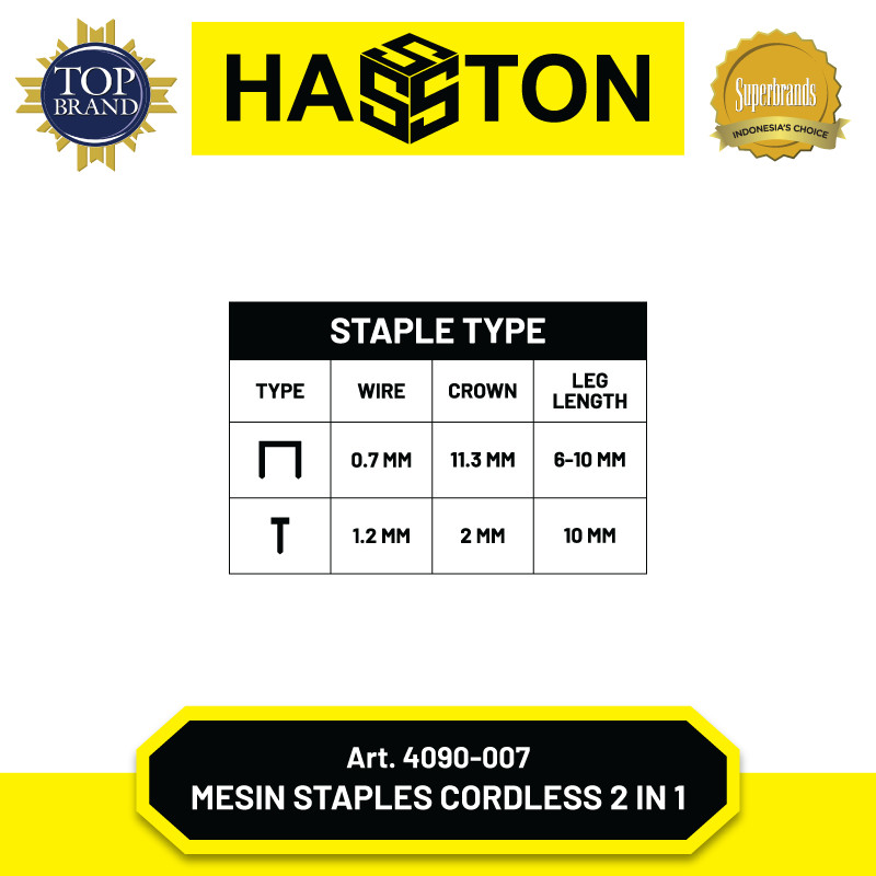 

Hasston Mesin Staples Cordless / Cordless Staples Gun / Stapler Gun (4090)