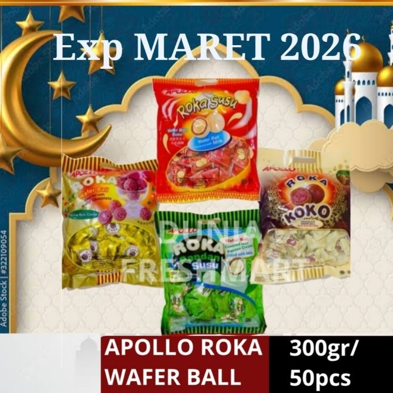 

Olivoliv Snack Apollo Roka Wafer Ball 50S( (300Gr/250Gr)Original/Susu/Pandan/Koko Apollo Coklat
